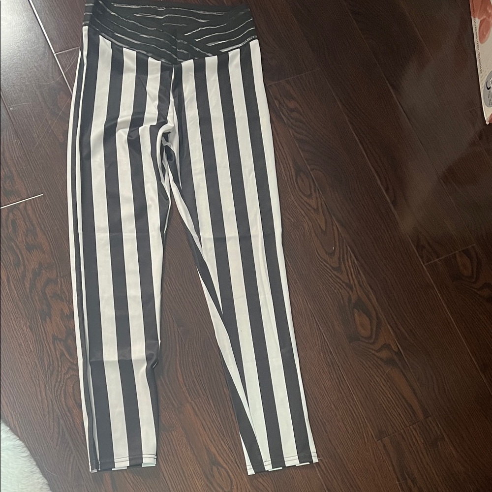 Striped Black and White women’s   Leggings Halloween